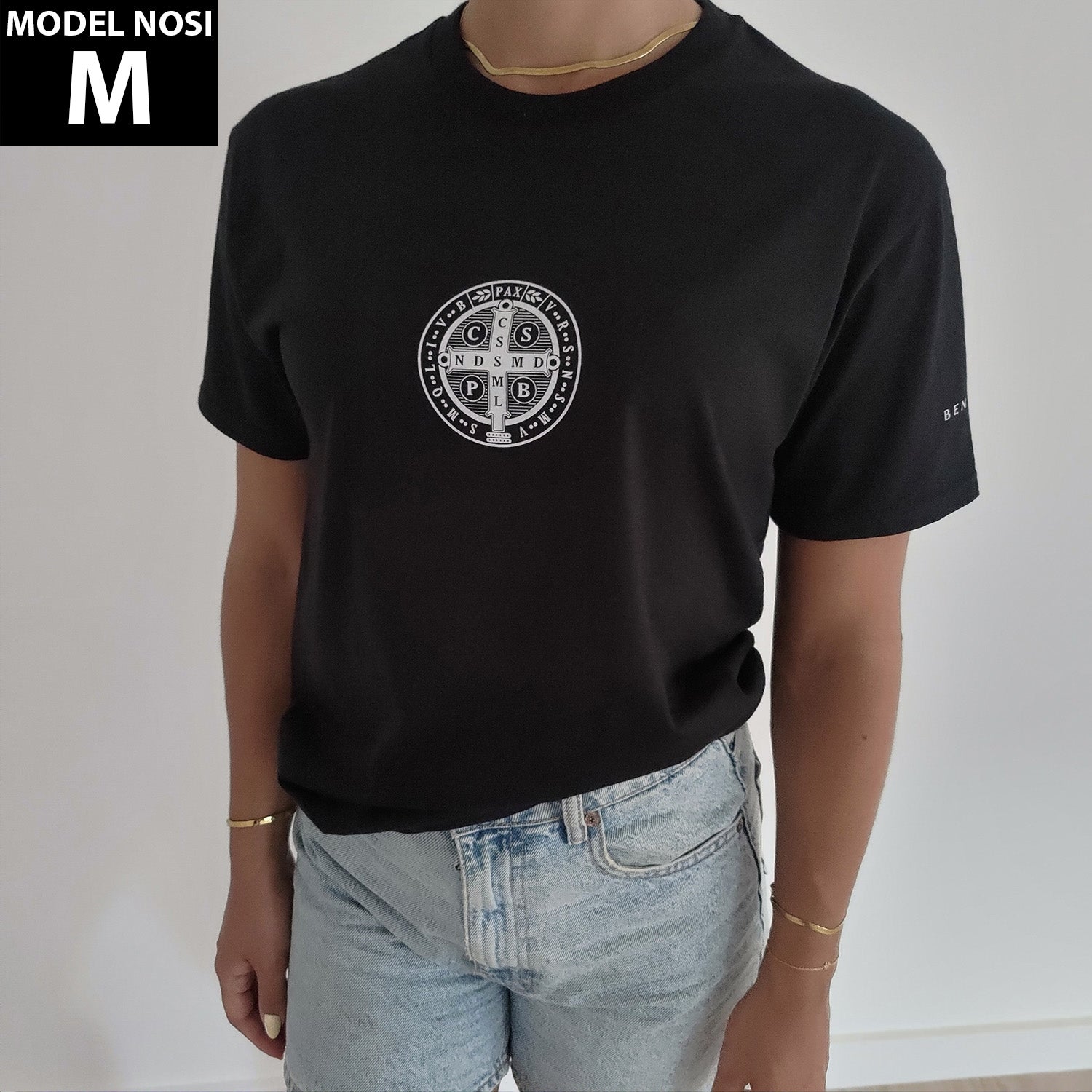 Sveti Benedikt Majica | Crna sa sivim medaljonom (NOVO)