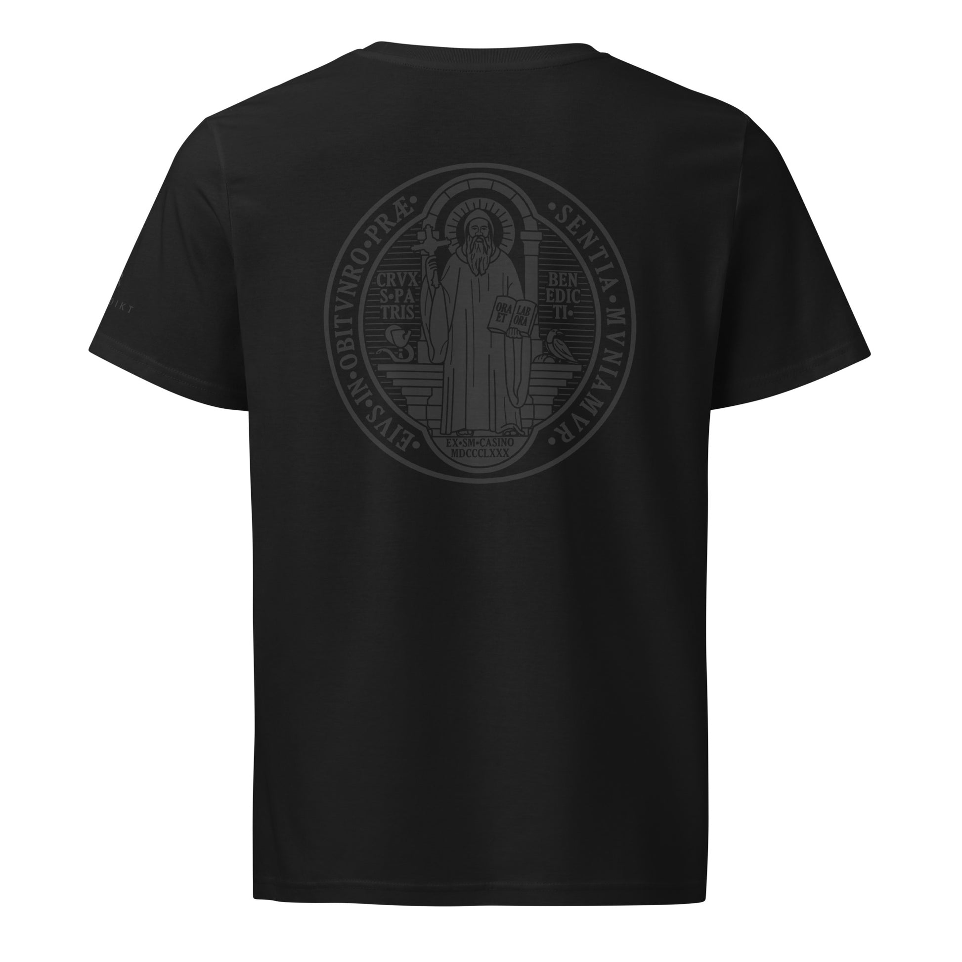 Sveti Benedikt Majica | Crna s crnim medaljonom (uniseks)