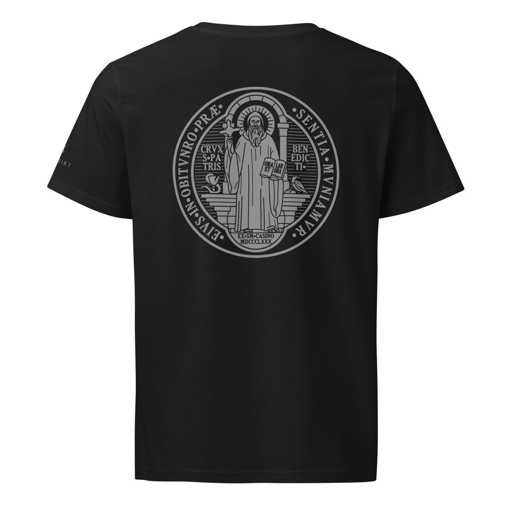 Sveti Benedikt Majica | Crna sa sivim medaljonom (uniseks)
