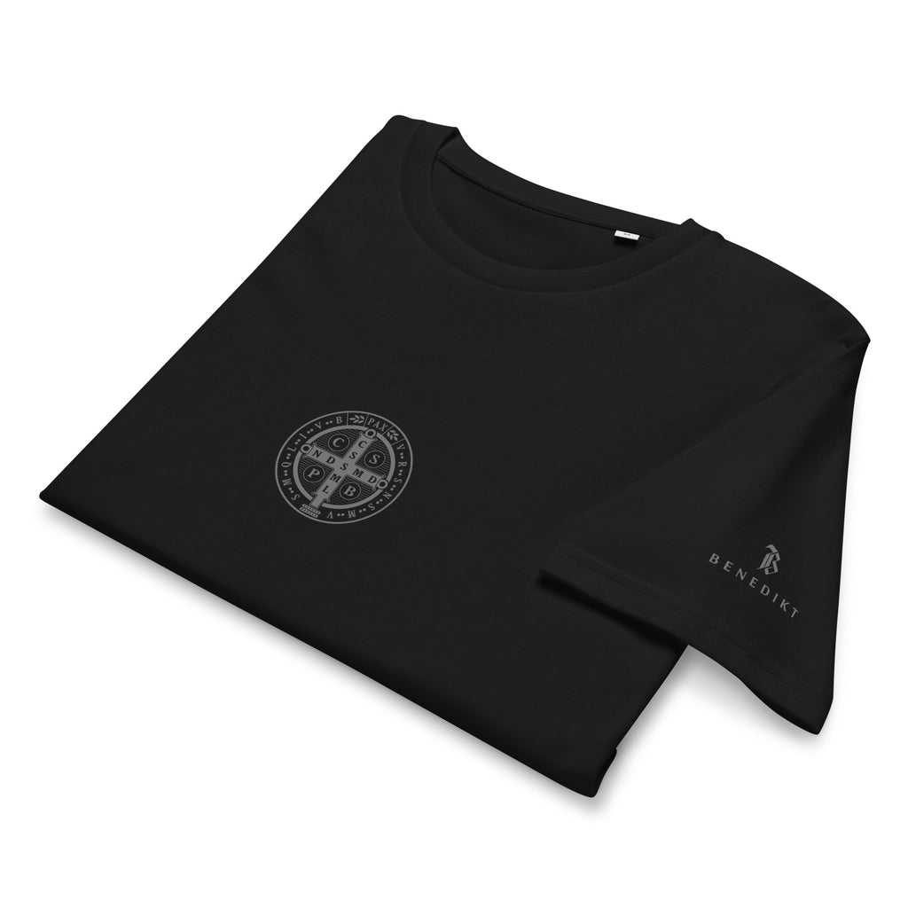 Sveti Benedikt Majica | Crna sa sivim medaljonom (uniseks)